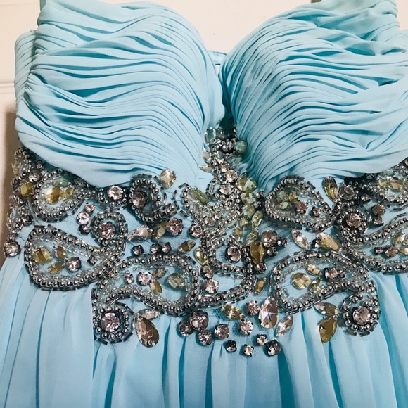 ✨SOLD Teal Strapless Formal Dress - Picture 3 of 8
